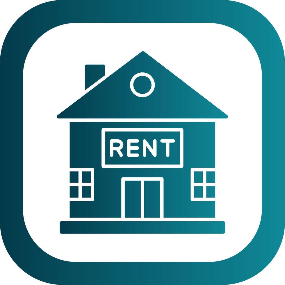 House for Rent Glyph Gradient Round Corner Icon vector