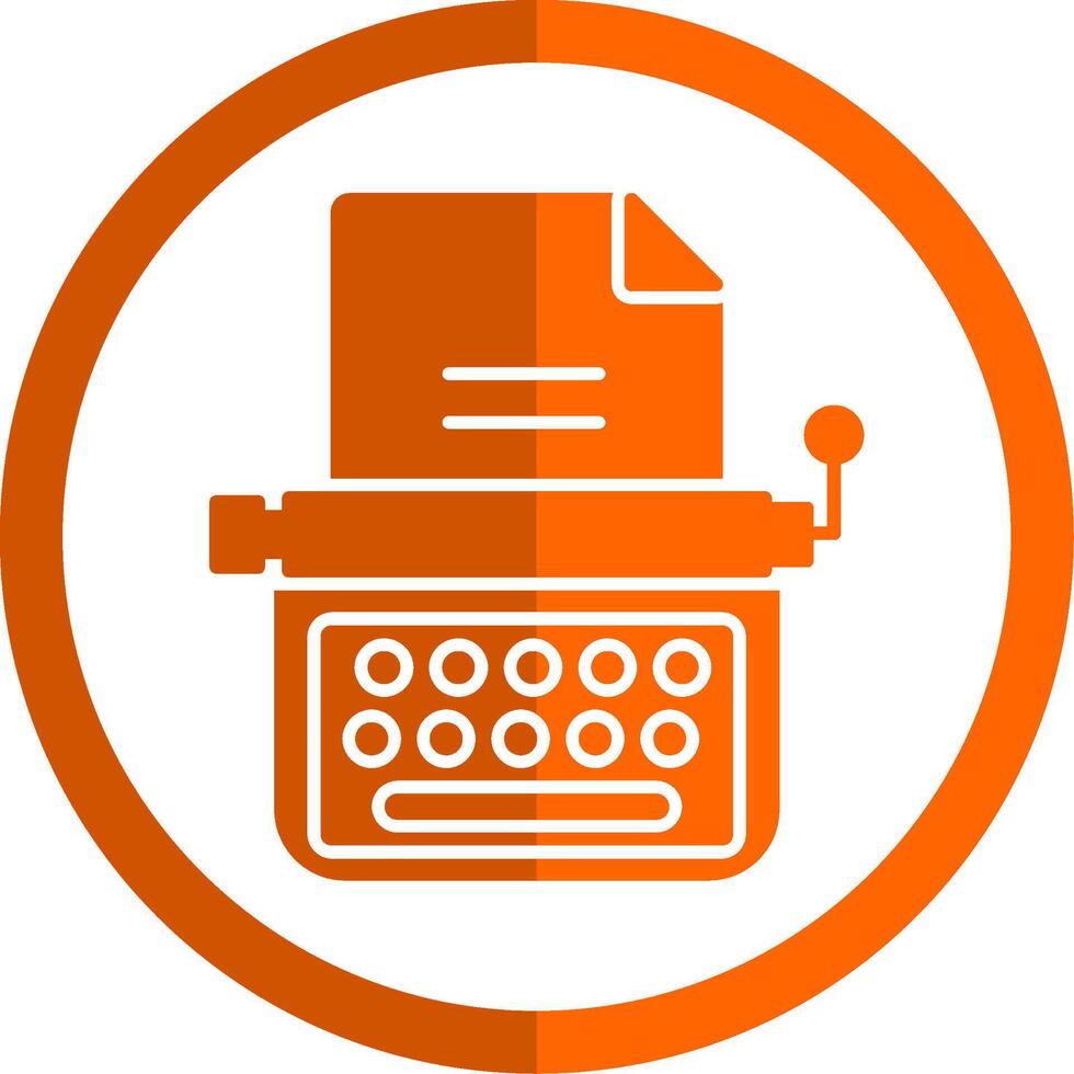 máquina de escribir glifo naranja circulo icono vector