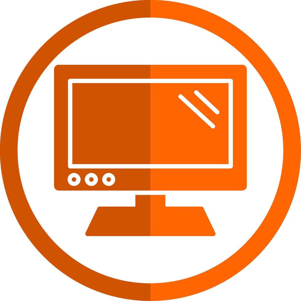 monitor glifo naranja circulo icono vector