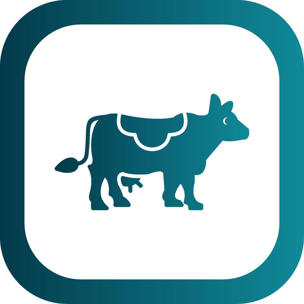 Cow Glyph Gradient Round Corner Icon vector