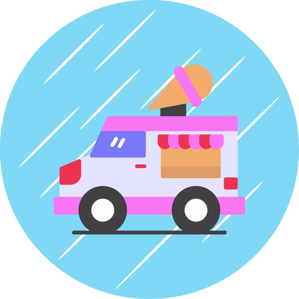 helado camioneta plano azul circulo icono vector