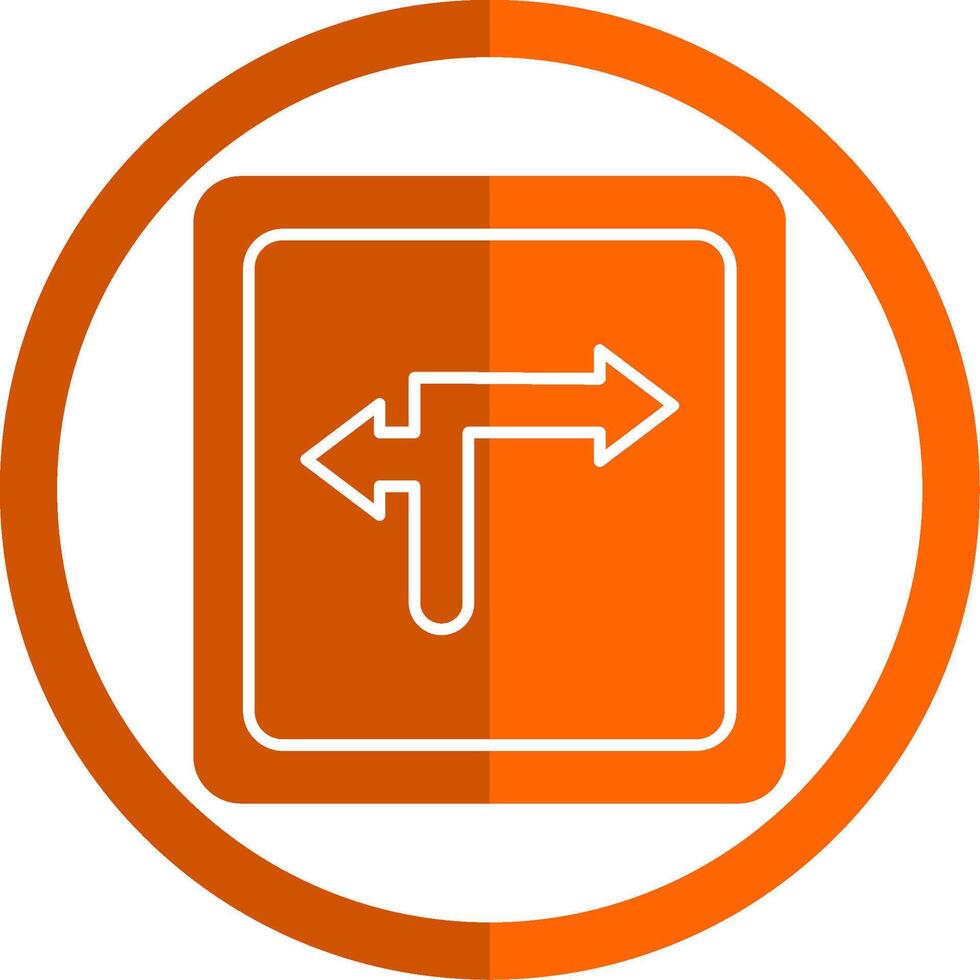 Turn Direction Glyph Orange Circle Icon vector