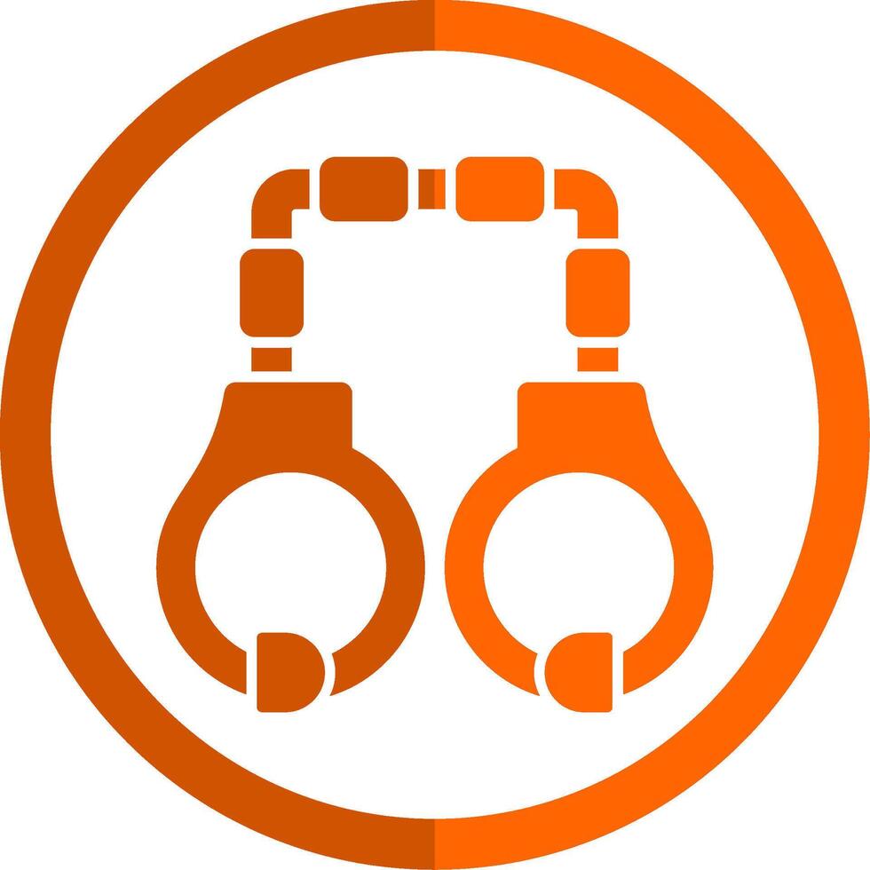 Handcuffs Glyph Orange Circle Icon vector