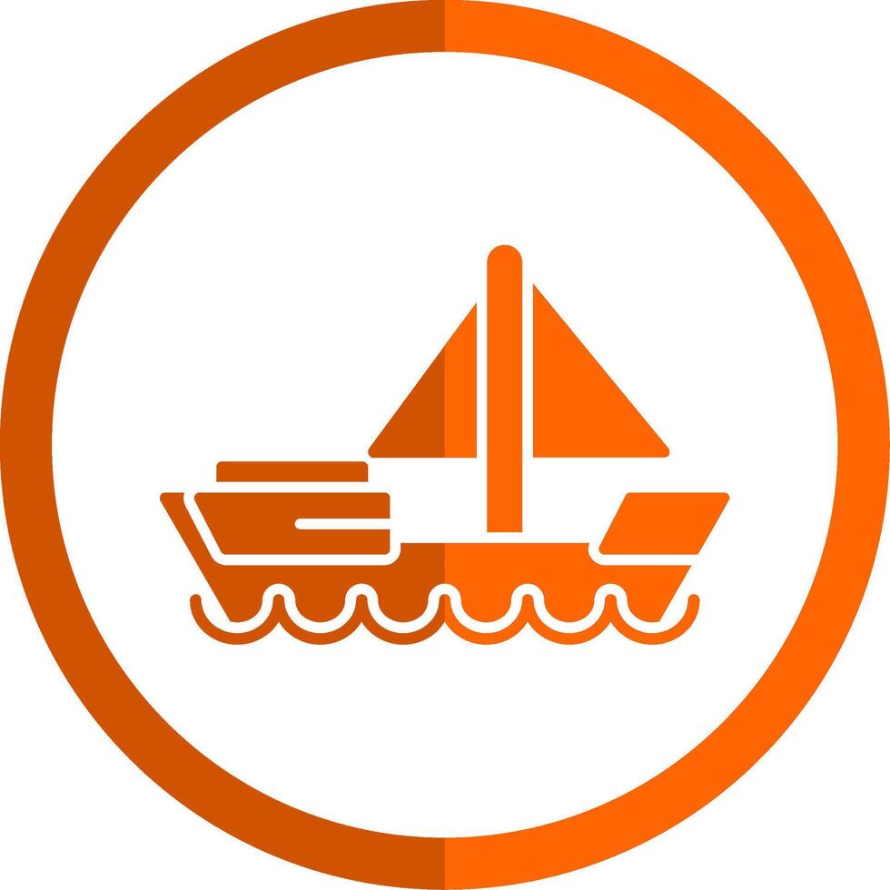 Dinghy Glyph Orange Circle Icon vector