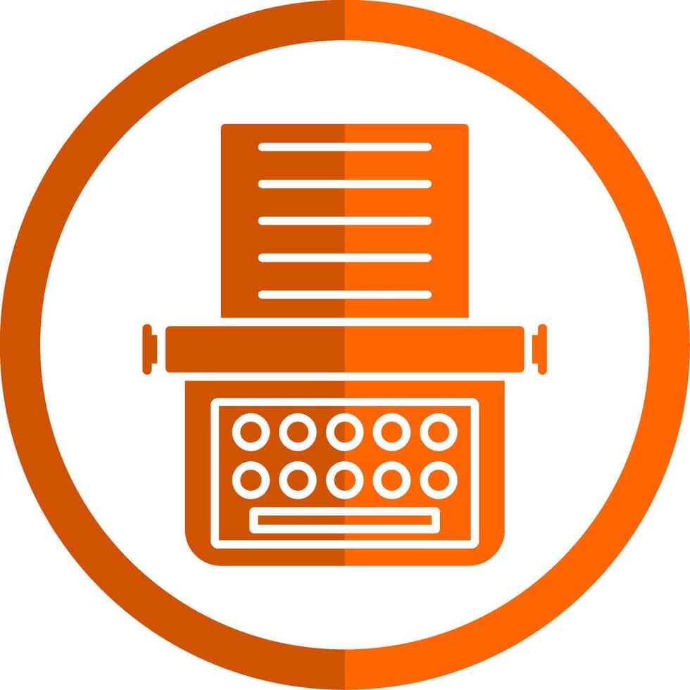 máquina de escribir glifo naranja circulo icono vector