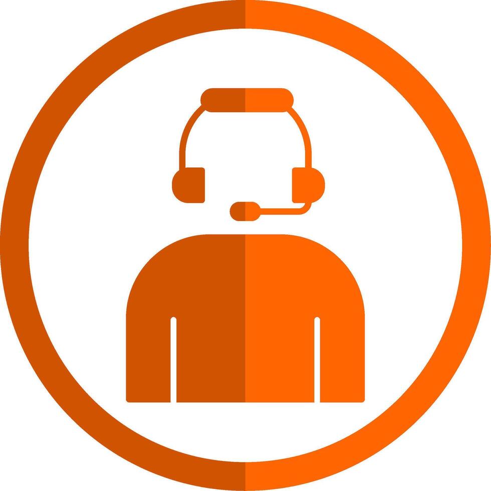 Headset Glyph Orange Circle Icon vector