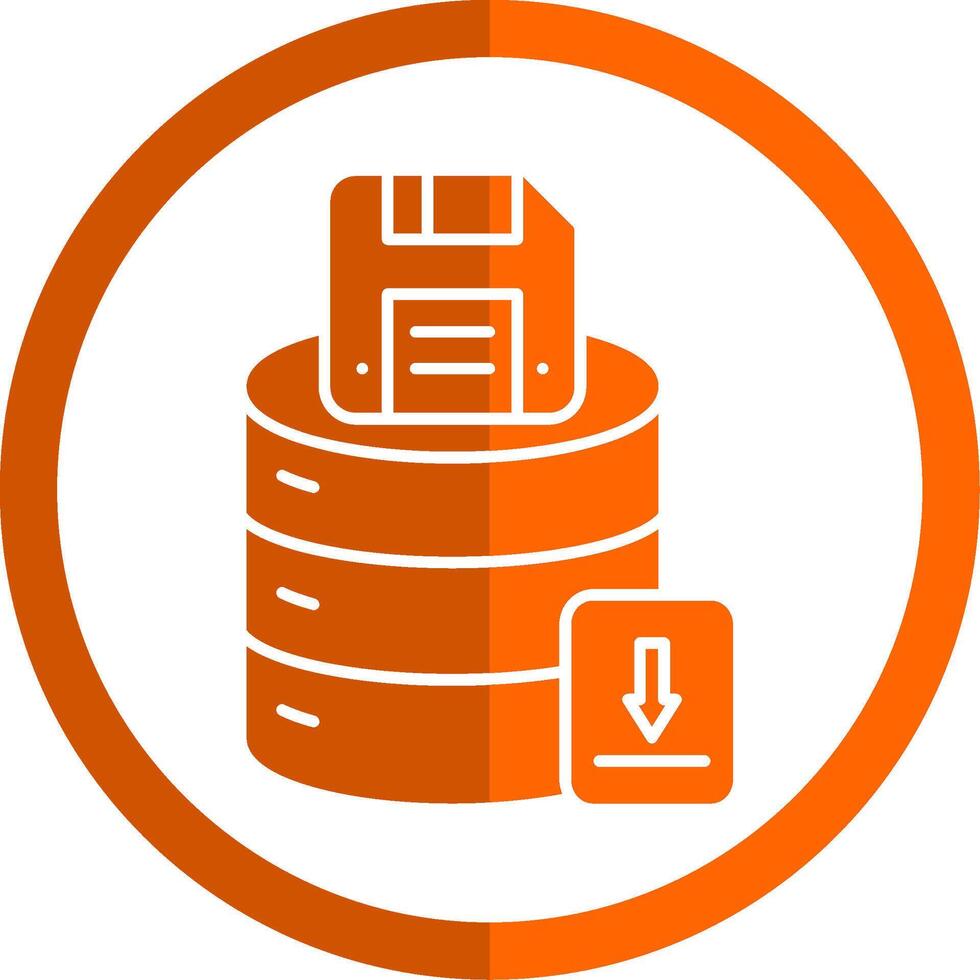 Save Data Glyph Orange Circle Icon vector
