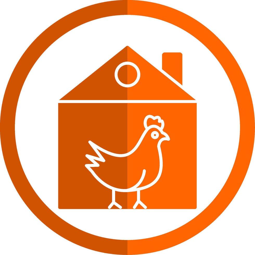 pollo glifo naranja circulo icono vector