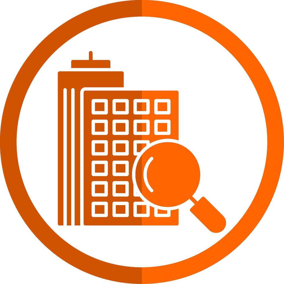 Search Apartment Glyph Orange Circle Icon vector