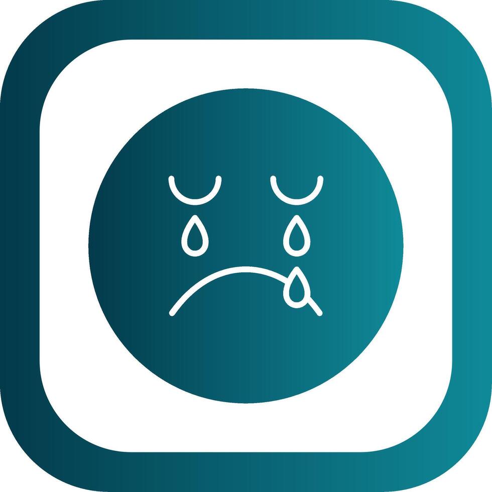 Crying Glyph Gradient Round Corner Icon vector