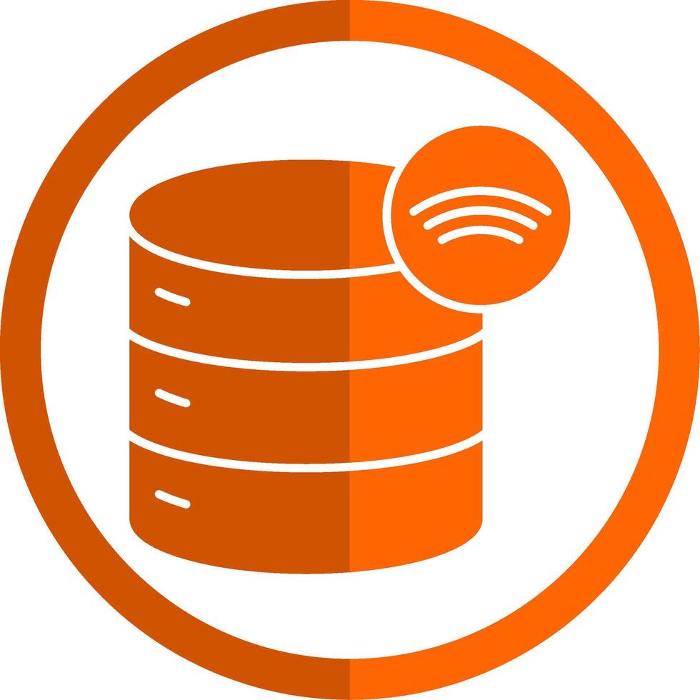 inalámbrico base de datos glifo naranja circulo icono vector