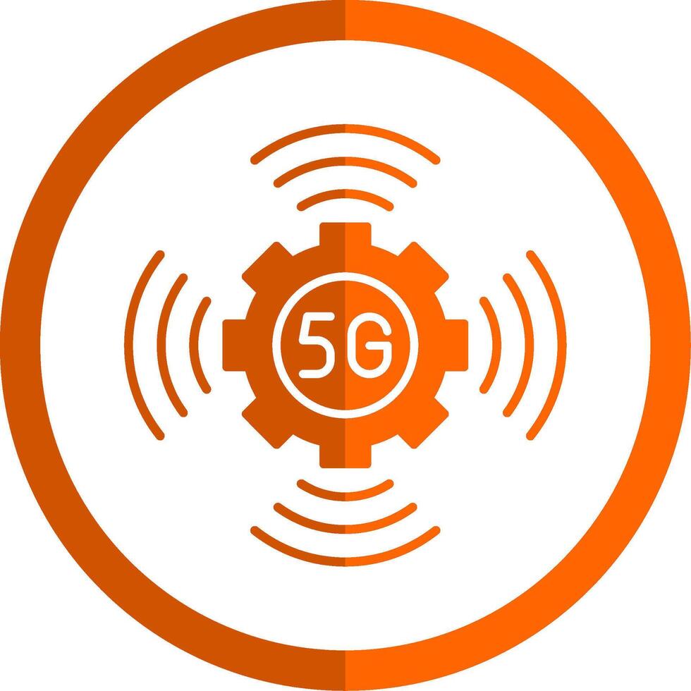 5G Glyph Orange Circle Icon vector