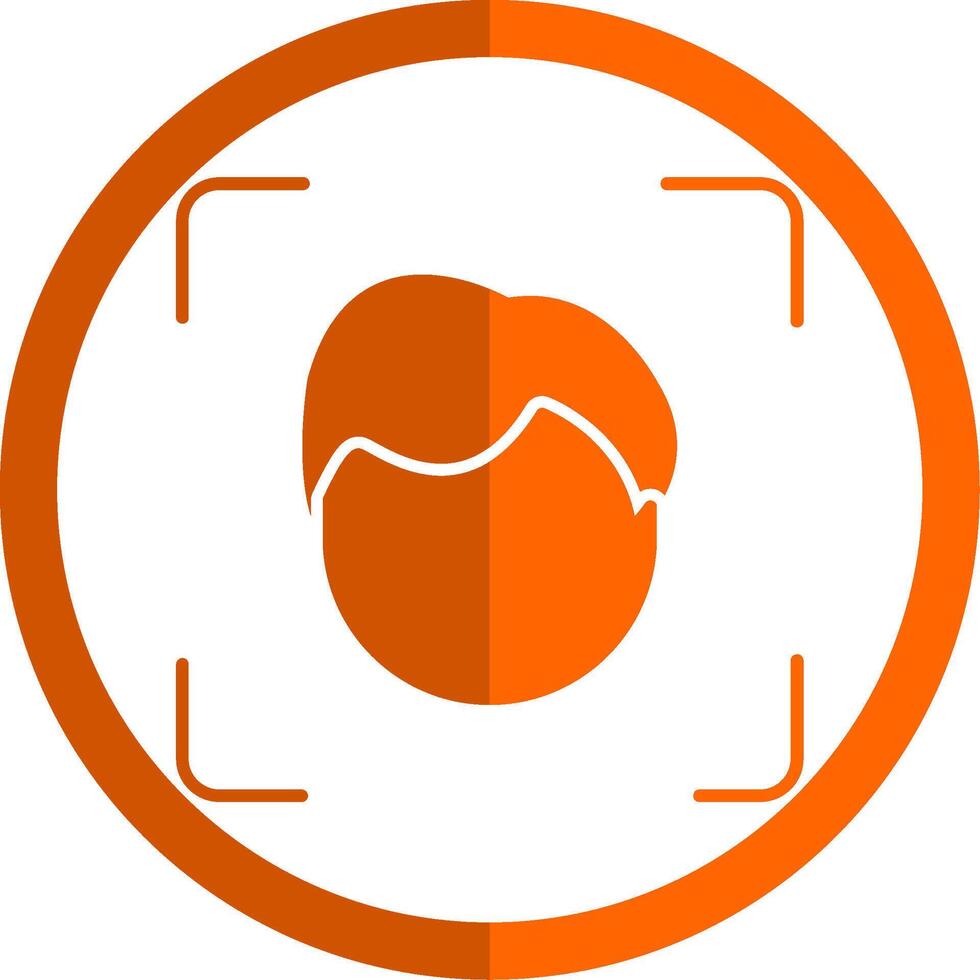Face Scan Glyph Orange Circle Icon vector