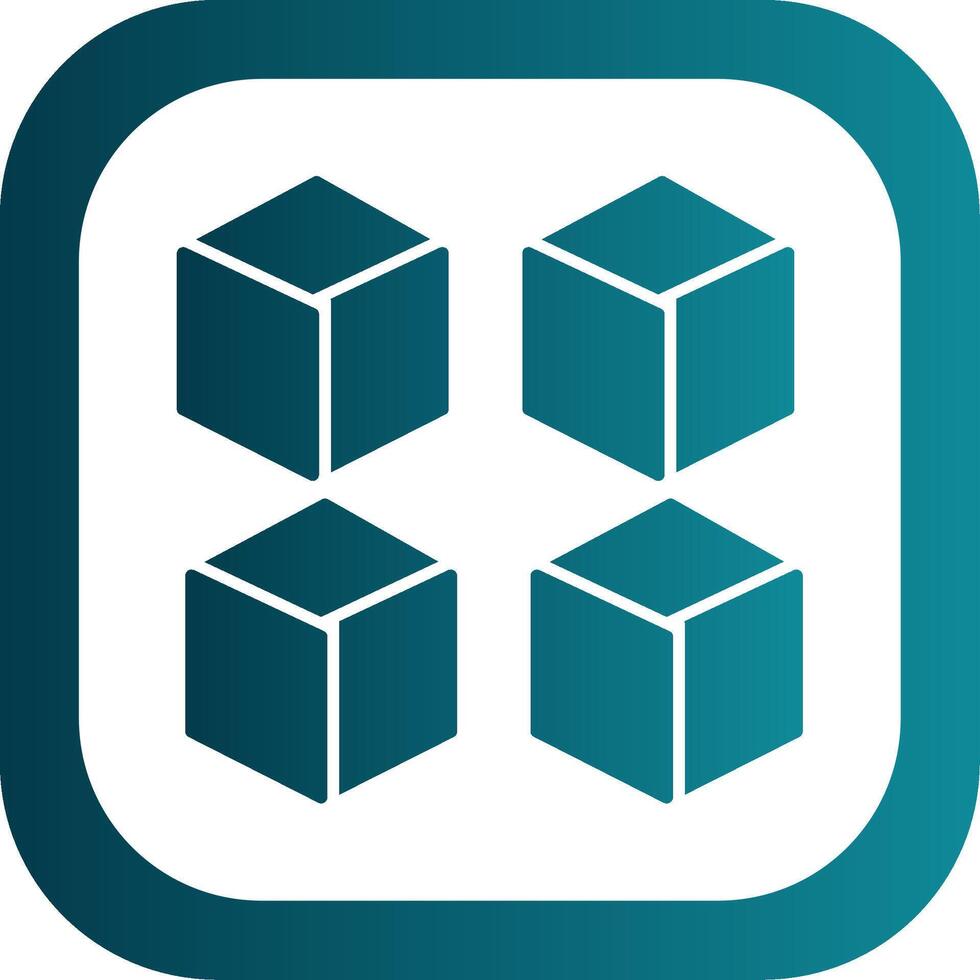 Cube Glyph Gradient Round Corner Icon vector