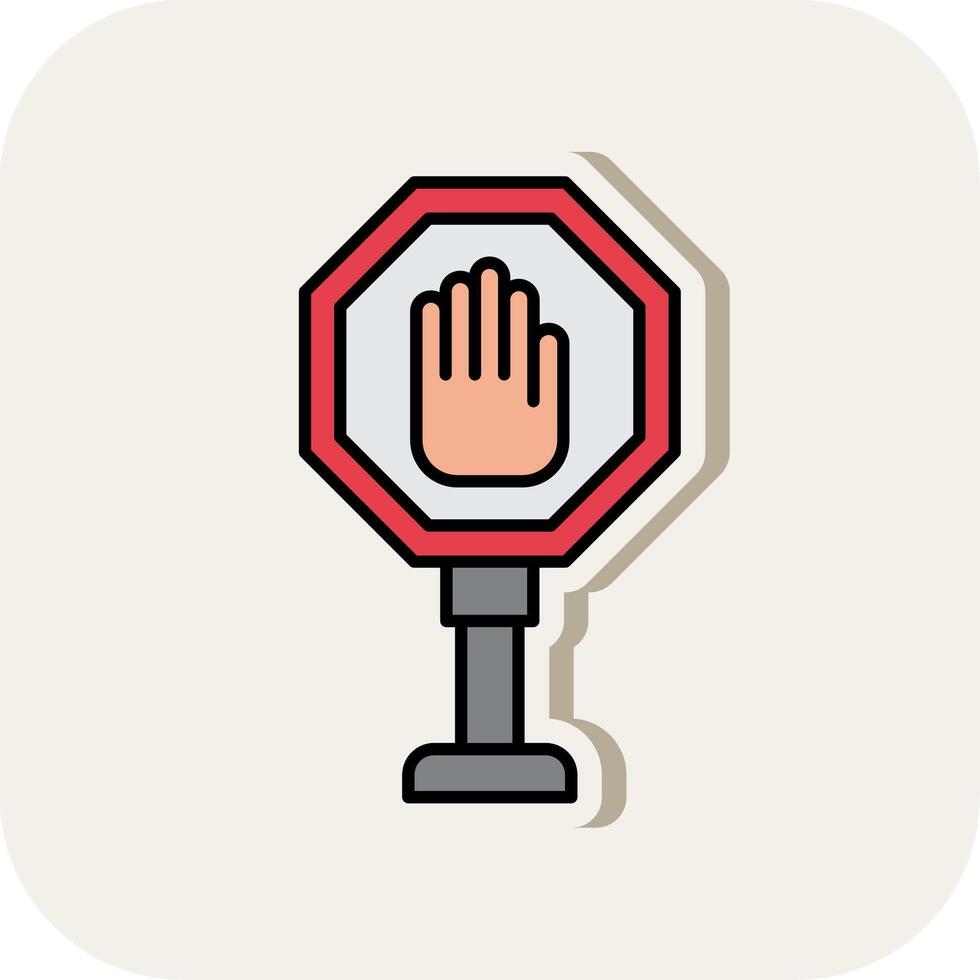 Stop Sign Line Filled White Shadow Icon vector