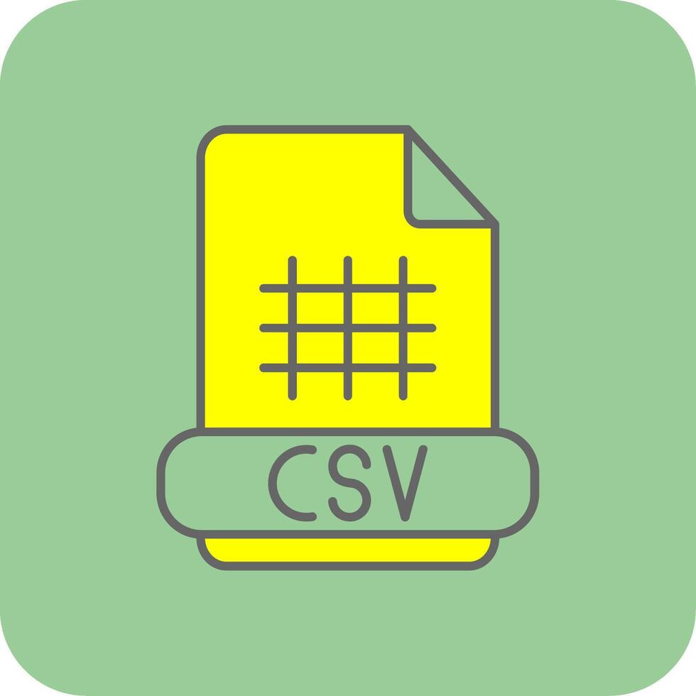 csv lleno amarillo icono vector