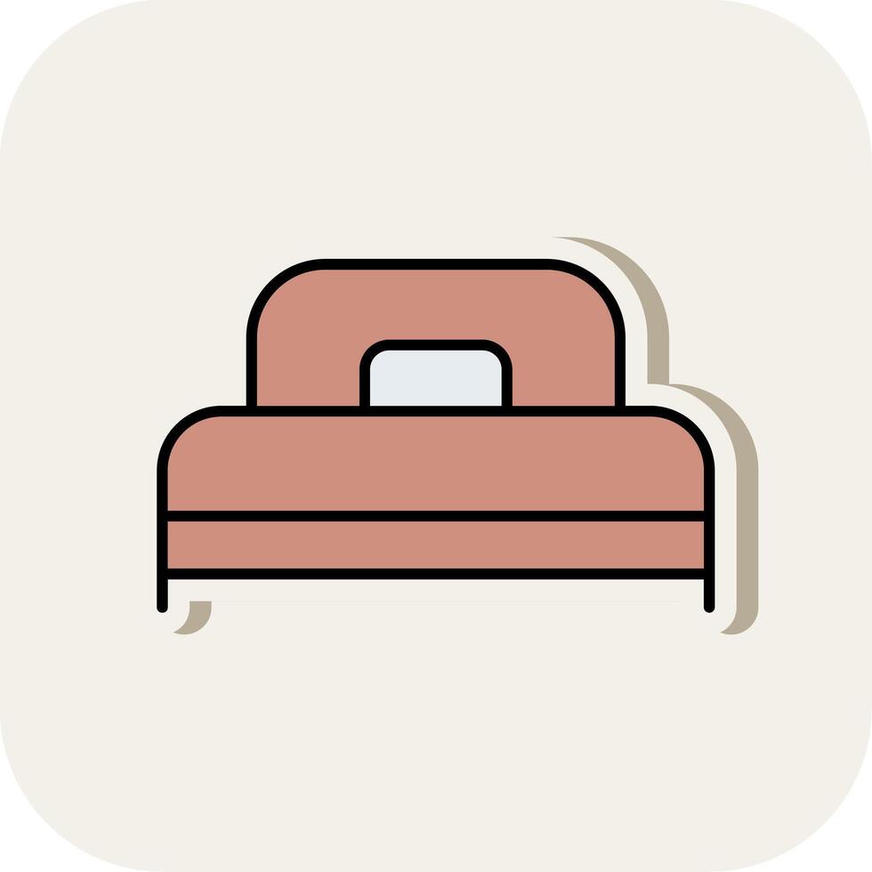 Single Bed Line Filled White Shadow Icon vector