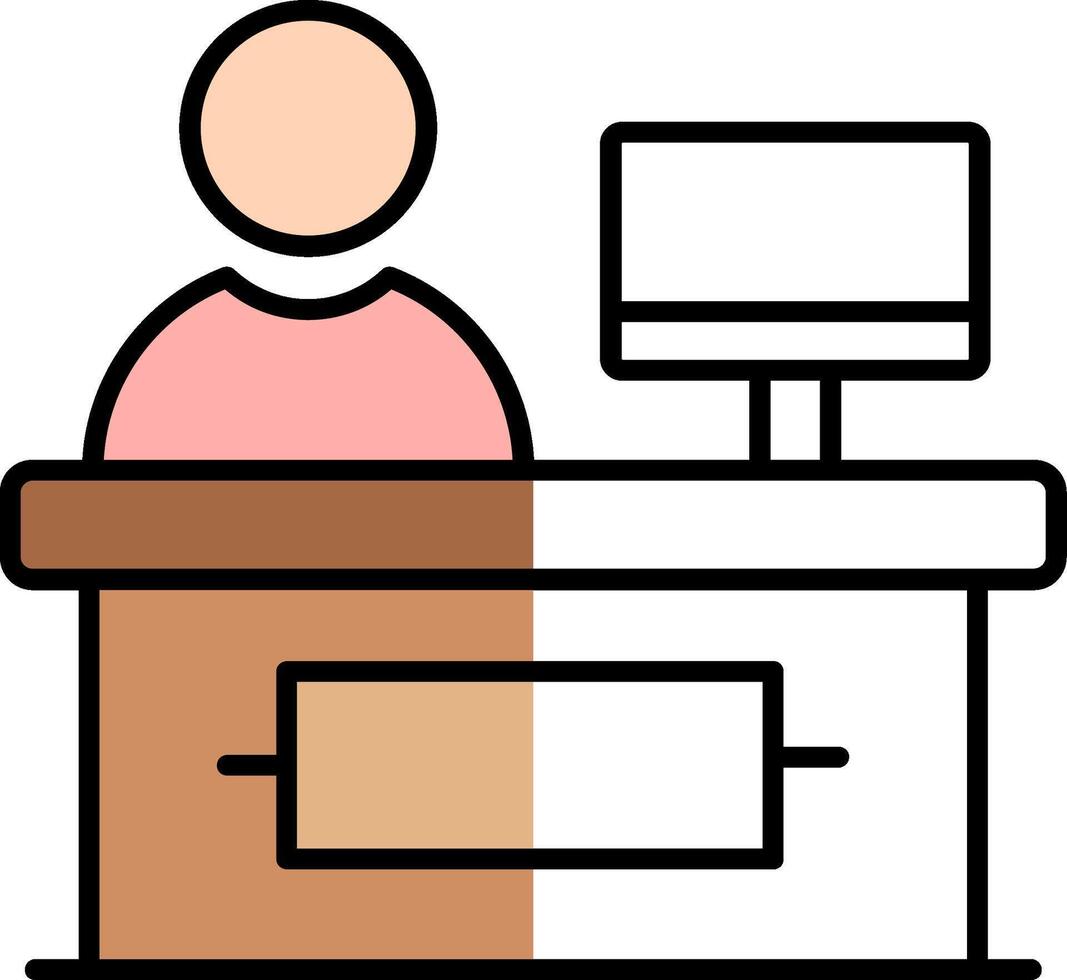 Cashier Filled Half Cut Icon vector