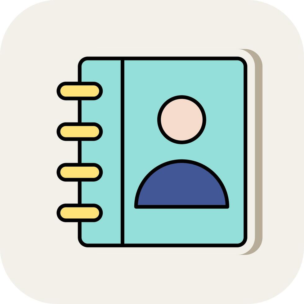 Contact Book Line Filled White Shadow Icon vector