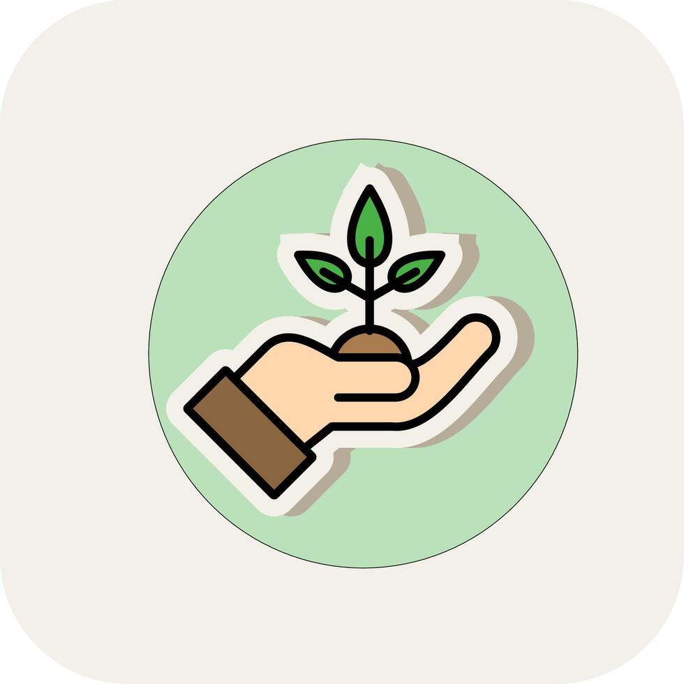 Save the Plant Line Filled White Shadow Icon vector