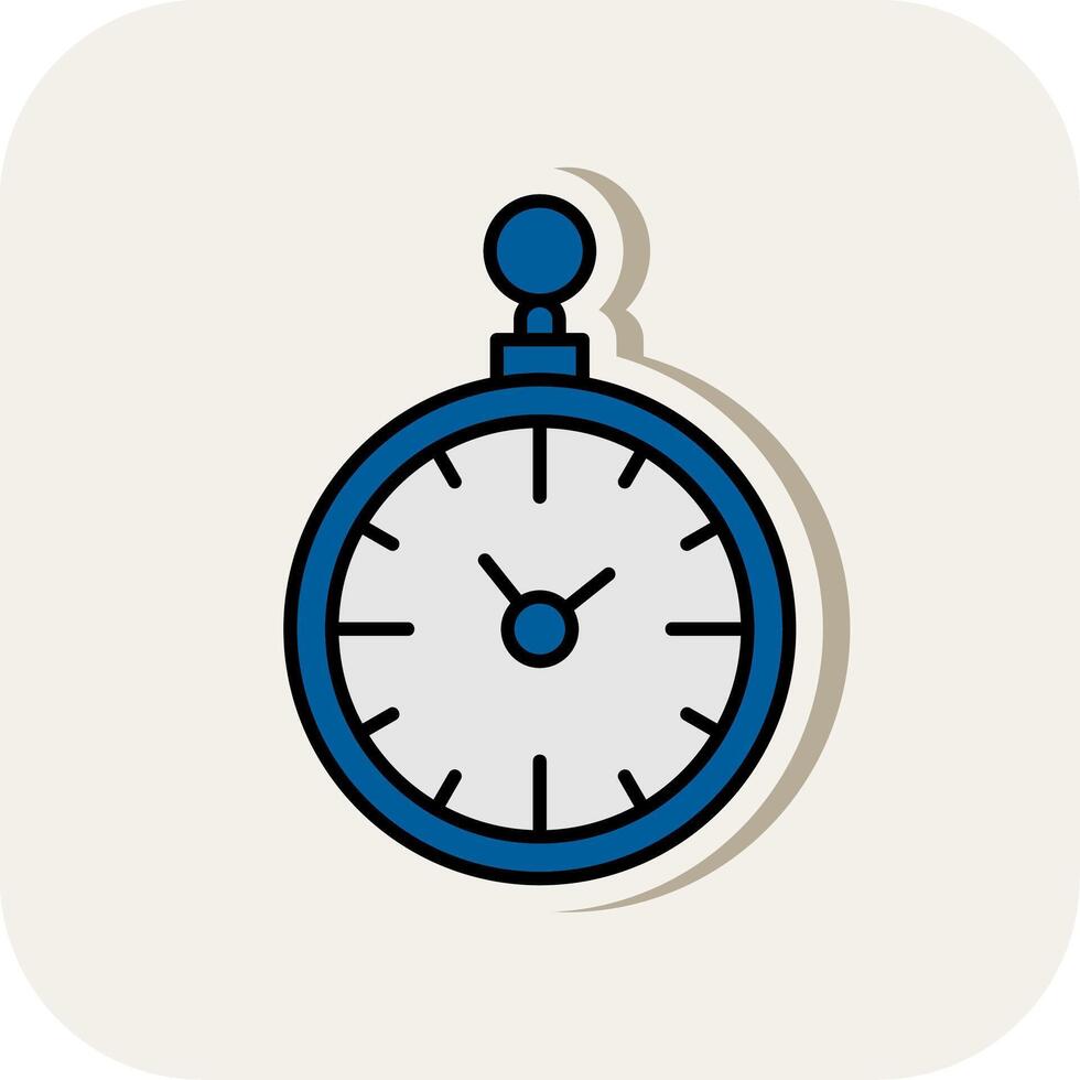 Pocket Watch Line Filled White Shadow Icon vector