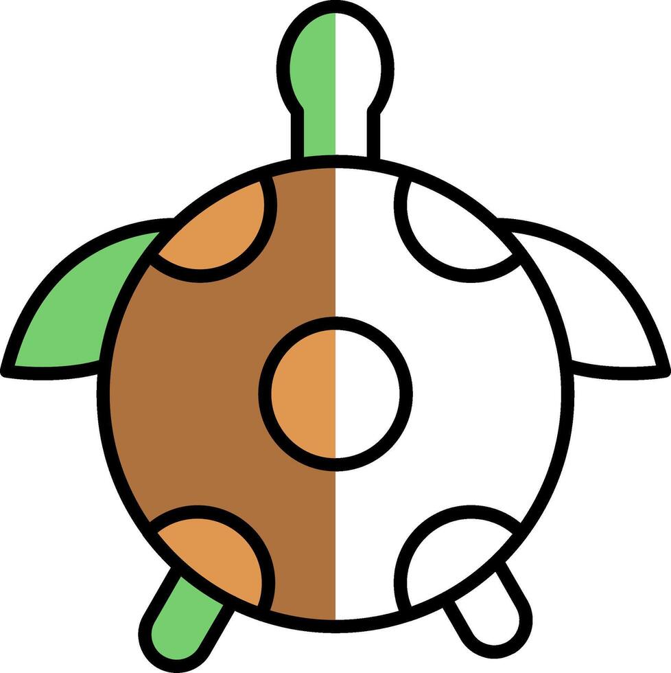 tortuga lleno medio cortar icono vector