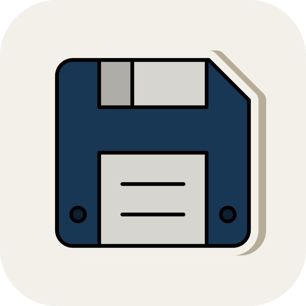 Diskette Line Filled White Shadow Icon vector