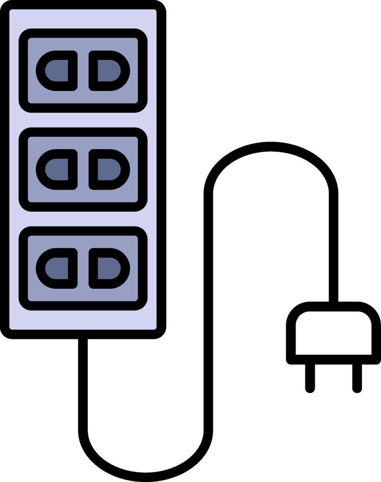 extensión cable lleno medio cortar icono vector