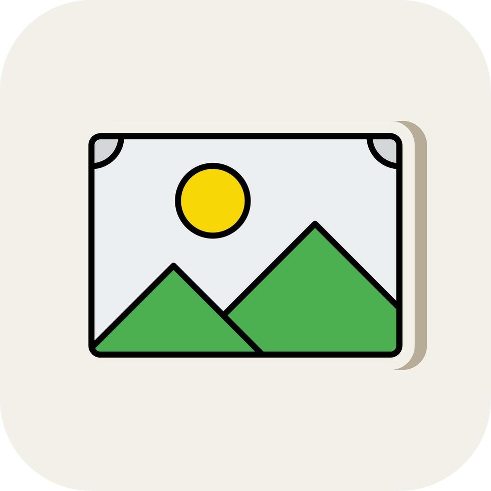 Photo Line Filled White Shadow Icon vector