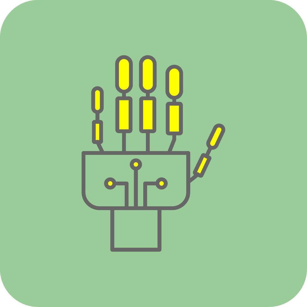 Robotics hand Filled Yellow Icon vector