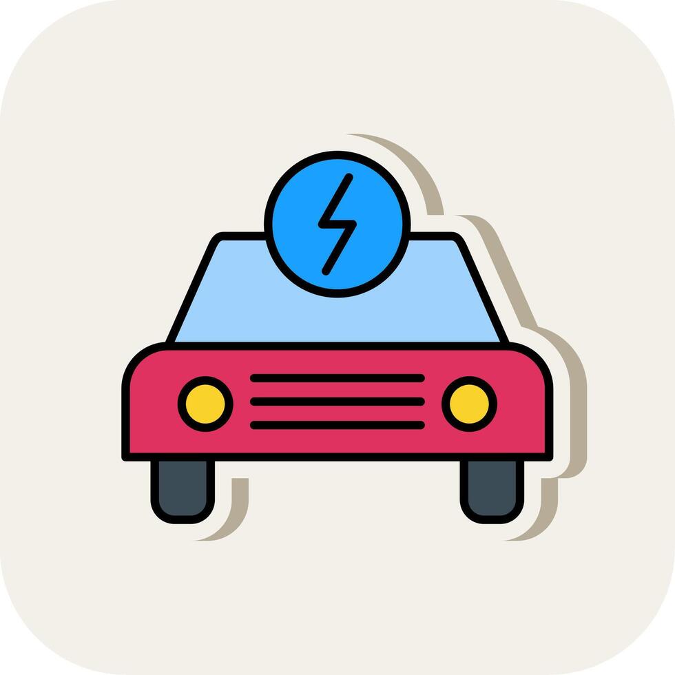 Electric Car Line Filled White Shadow Icon vector