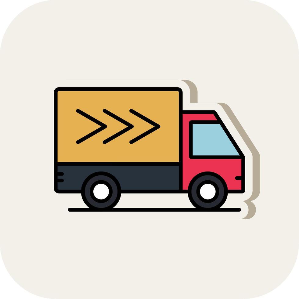 Delivery Truck Line Filled White Shadow Icon vector