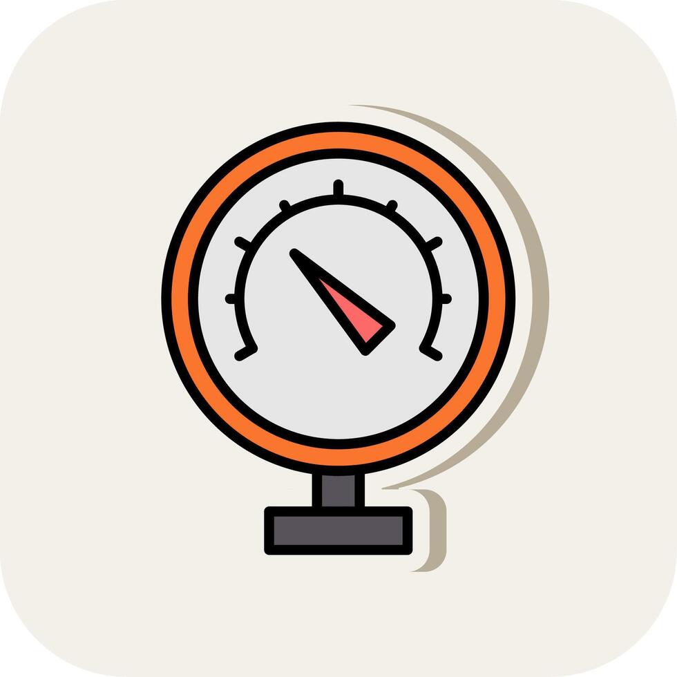 Pressure Meter Line Filled White Shadow Icon vector