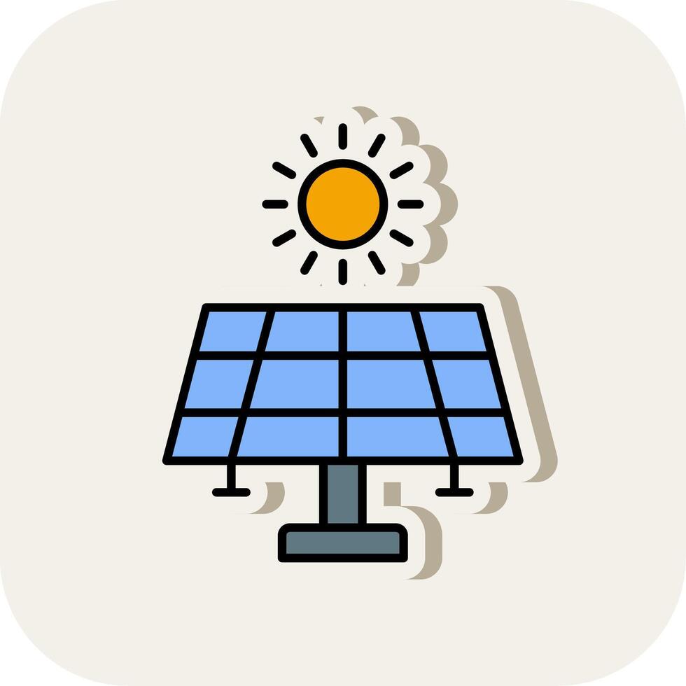 Solar Energy Line Filled White Shadow Icon vector