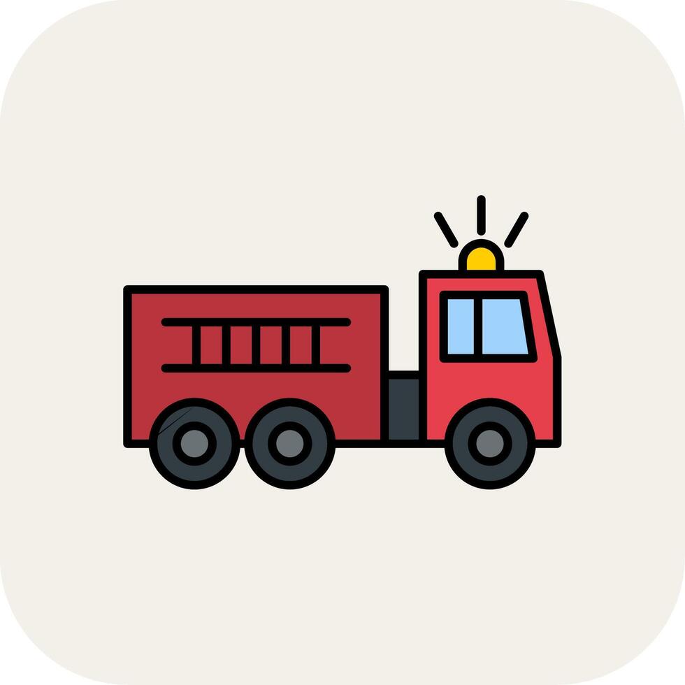 Fire Truck Line Filled White Shadow Icon vector