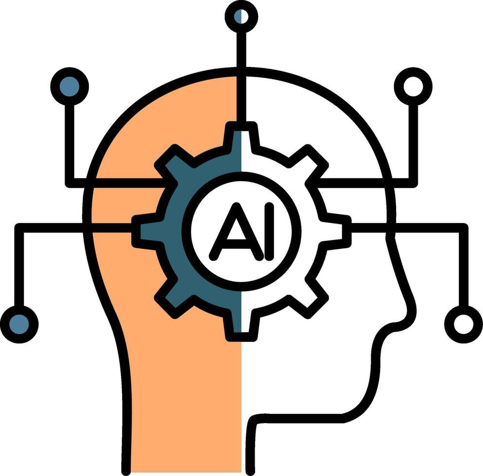 Artificial Intelligence Filled Half Cut Icon vector