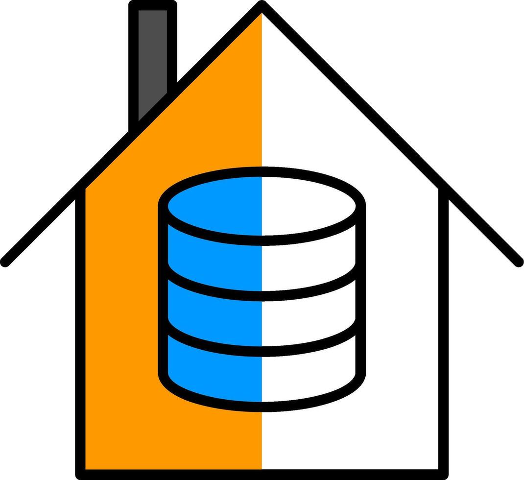 Data House Filled Half Cut Icon vector