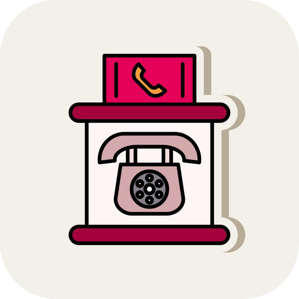 Telephone Booth Line Filled White Shadow Icon vector