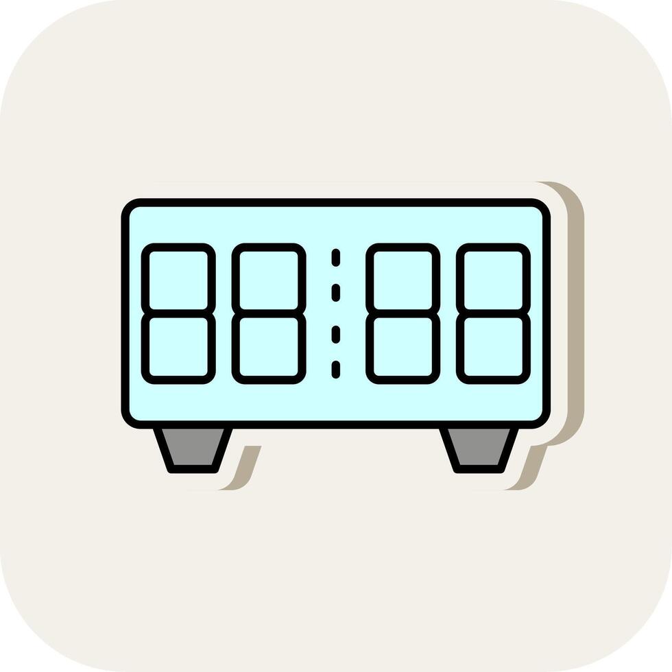 Digital Clock Line Filled White Shadow Icon vector
