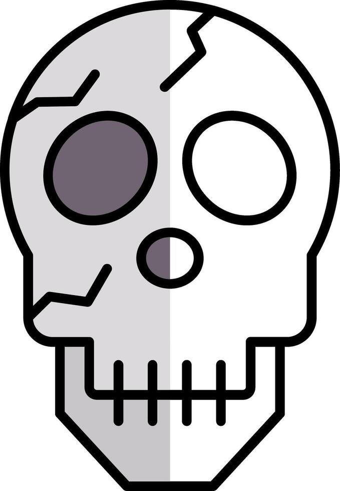 Skull Filled Half Cut Icon vector