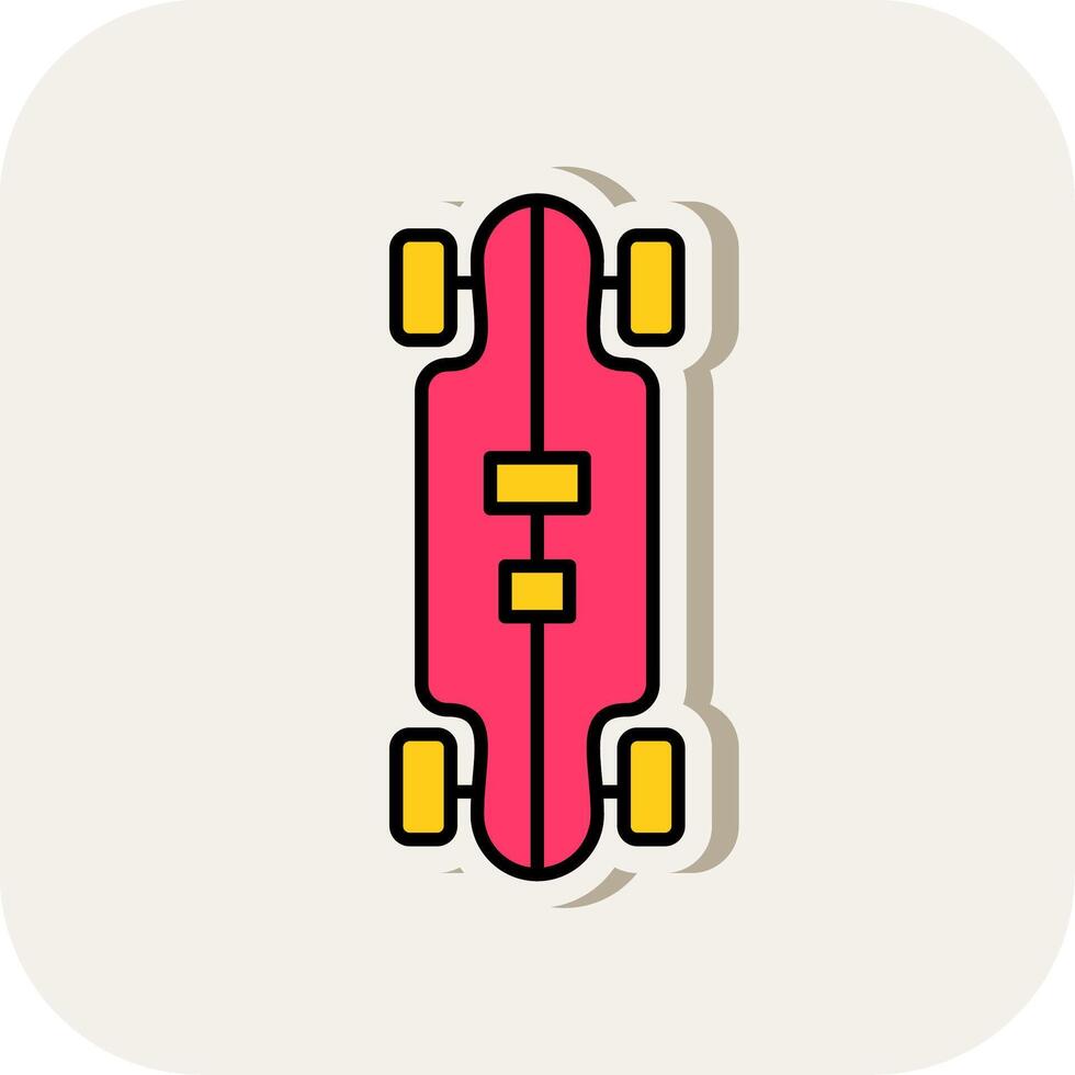 Longboard Line Filled White Shadow Icon vector