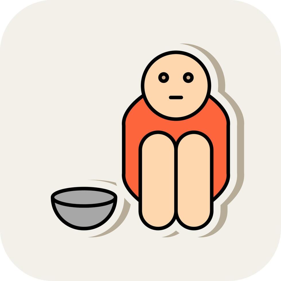 Hunger Line Filled White Shadow Icon vector