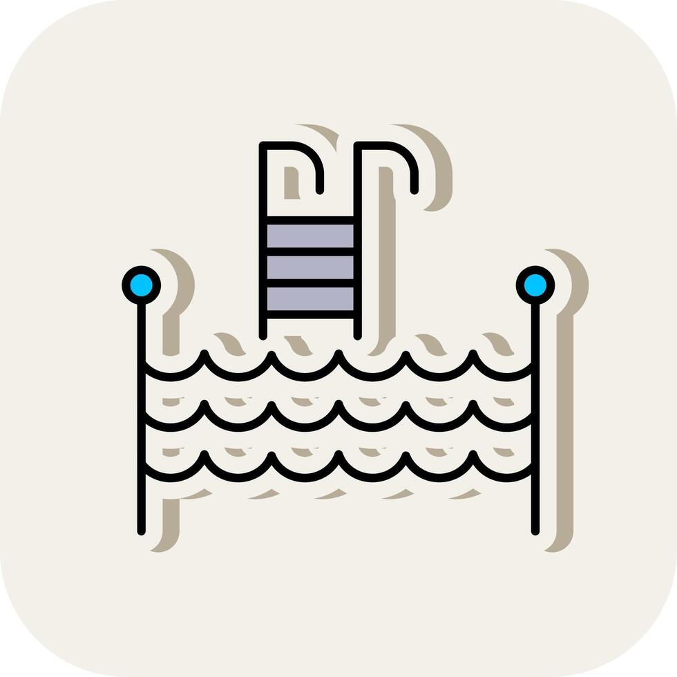Swimming Pool Line Filled White Shadow Icon vector