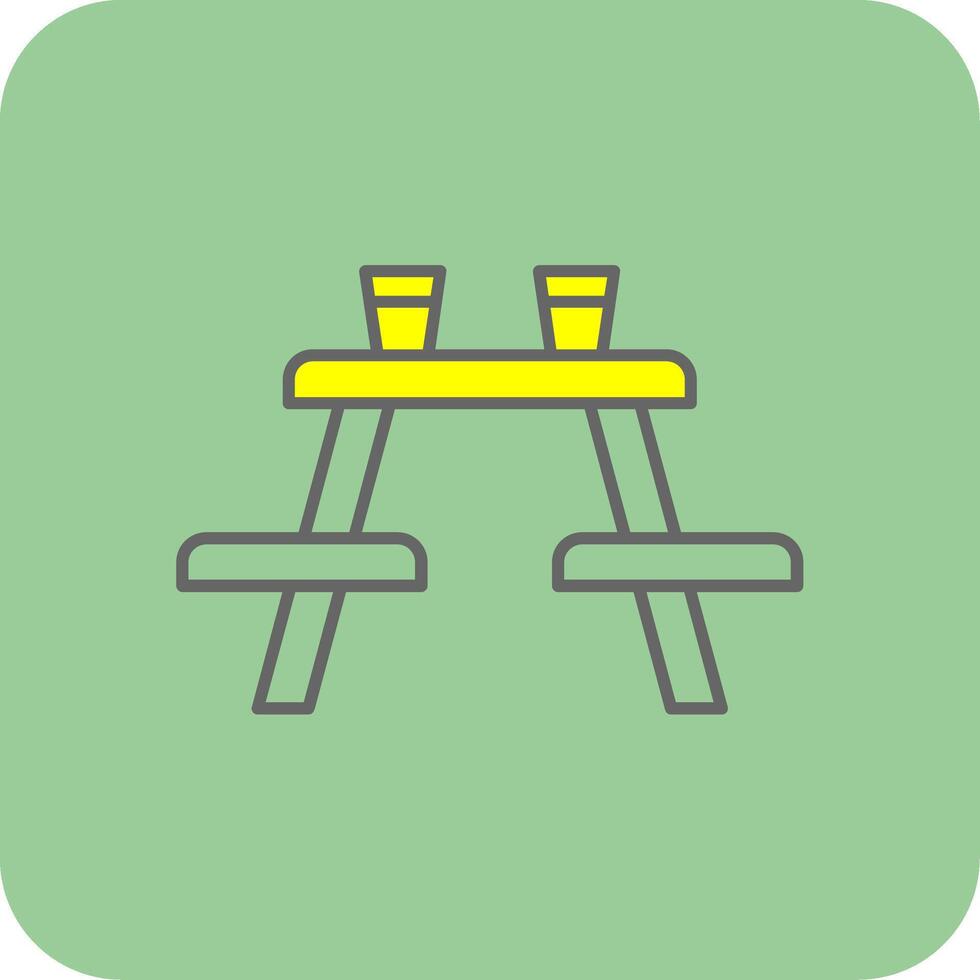 Picnic Table Filled Yellow Icon vector