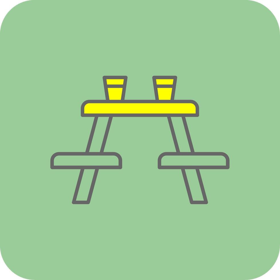 picnic mesa lleno amarillo icono vector