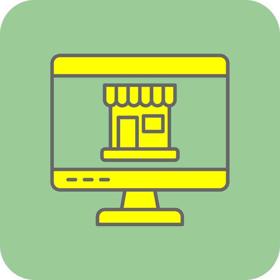 Online Shopping Filled Yellow Icon vector