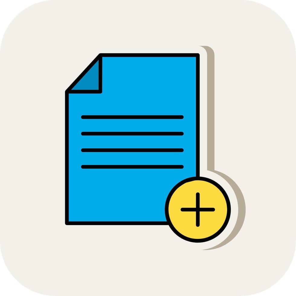 Add,File Line Filled White Shadow Icon vector