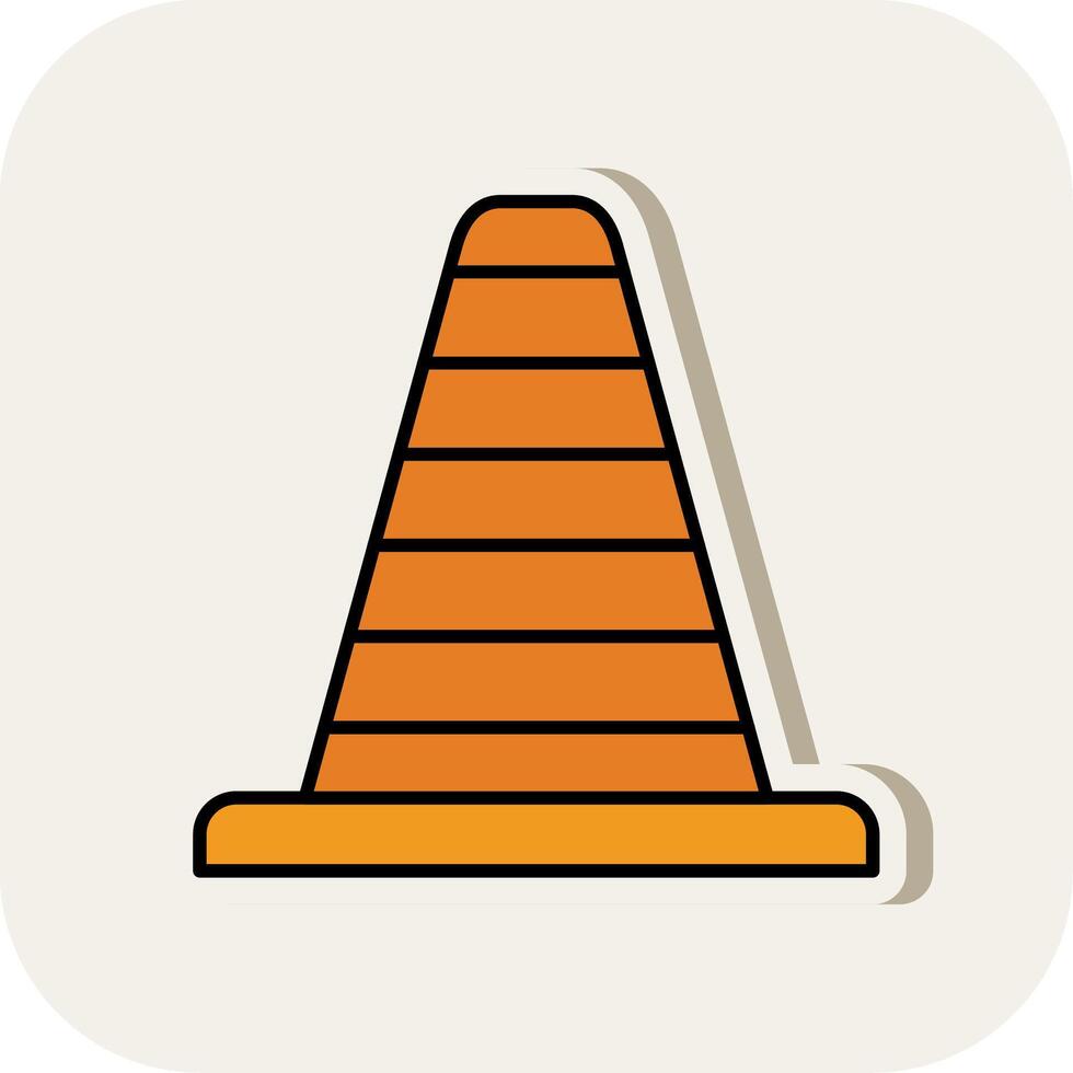 Traffic Cone Line Filled White Shadow Icon vector