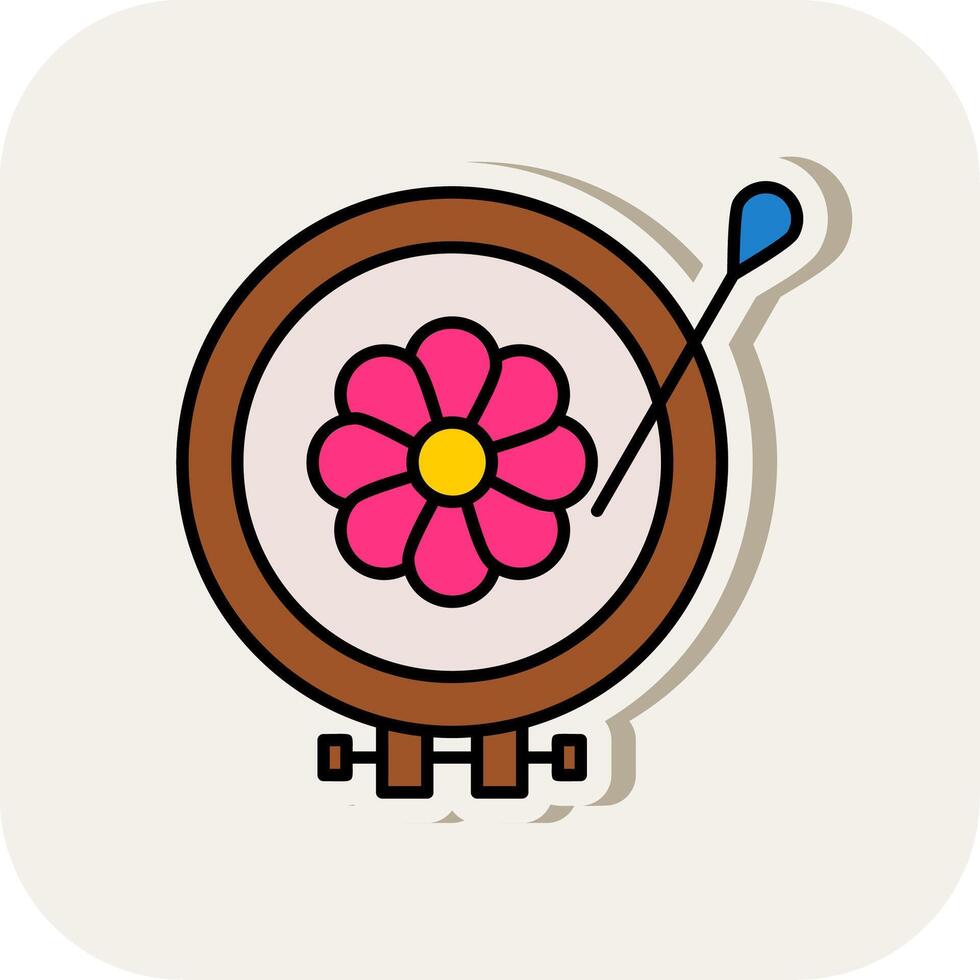 Embroidery Line Filled White Shadow Icon vector