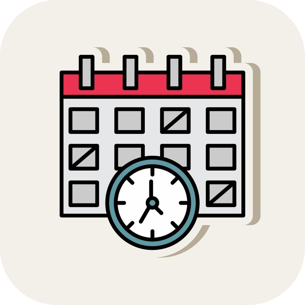 Timetable Line Filled White Shadow Icon vector